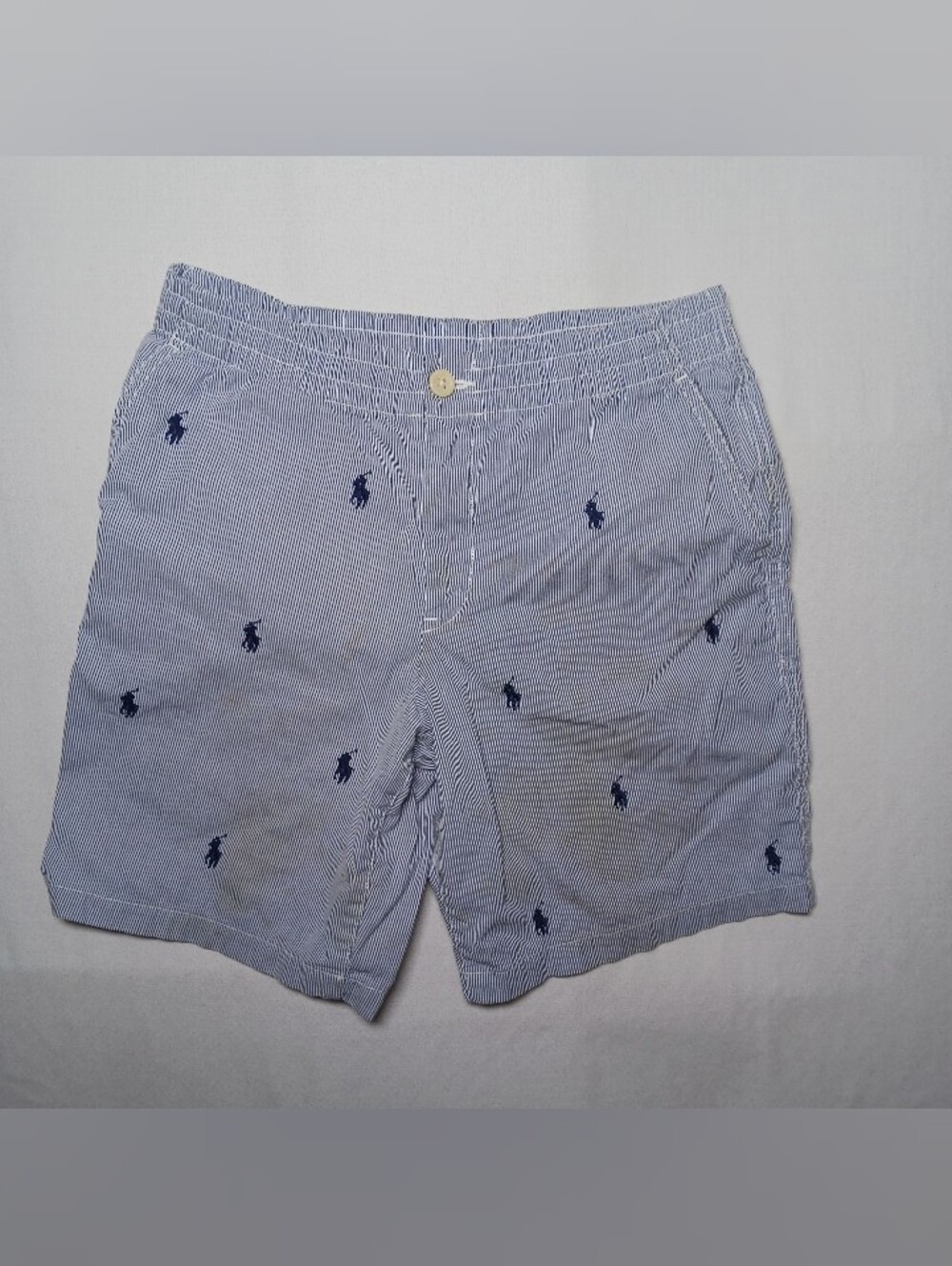Polo Ralph Lauren Boys Prepster Pony Cotton Shorts Size 14 Blue White Stripes